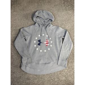 Under Armour Hoodie Womens S Gray USA Stars & Stripes Graphic Pullover Ladies